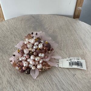 Ann Taylor Pink and Gold beaded Brooch